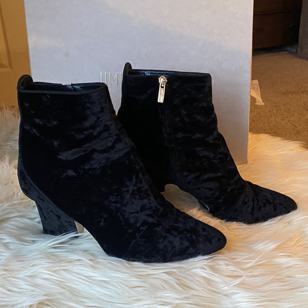 Jimmy Choo Black Velvet Heeled Booties